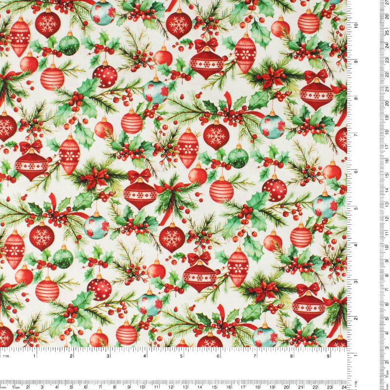Printed Cotton - Holiday Joy - 010 - White