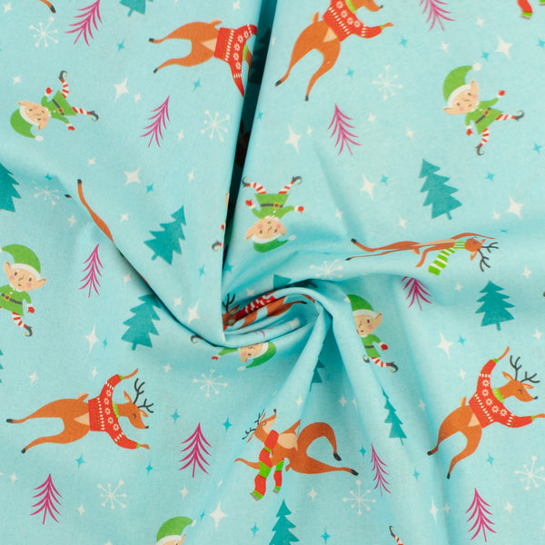 Printed Cotton - Holiday Brights - 001 - Aqua