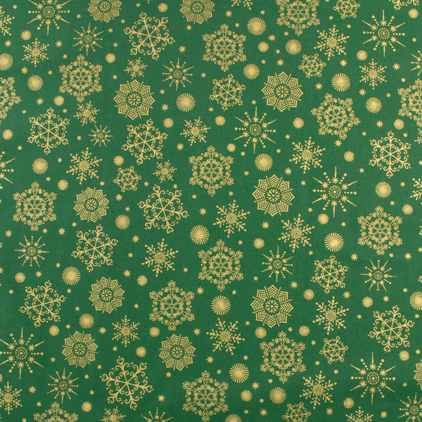 Printed Cotton - Holiday Mixer - 006 - Green & Gold