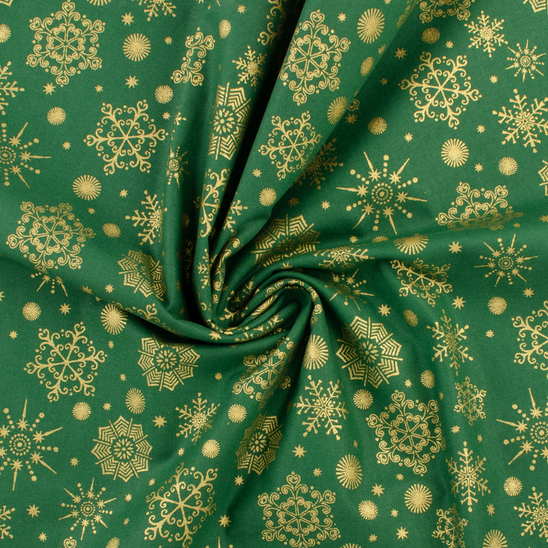 Coton imprimé - Assortiment des Fêtes - 006 - Vert et Doré