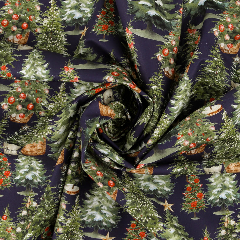 Coton imprimé - Tradition des Fêtes - 003 - Marine