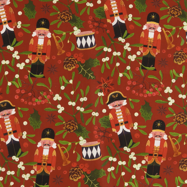 Coton imprimé - Tradition des Fêtes - 009 - Brique