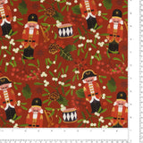 Coton imprimé - Tradition des Fêtes - 009 - Brique