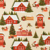 Coton imprimé - Tradition des Fêtes - 010 - Crème