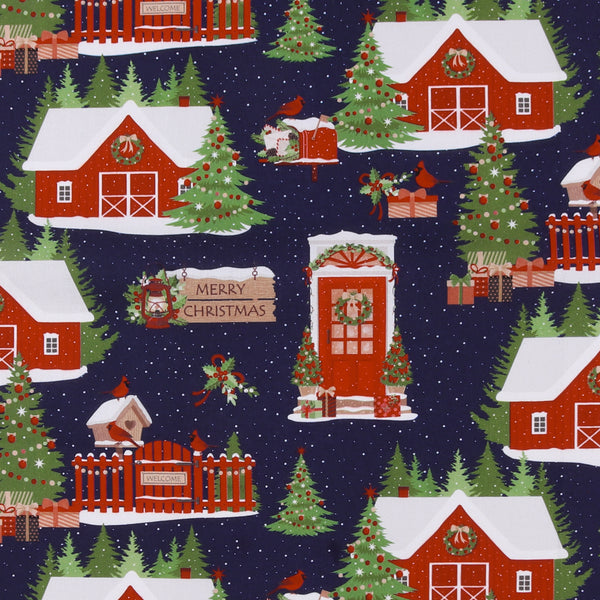 Coton imprimé - Tradition des Fêtes - 012 - Marine