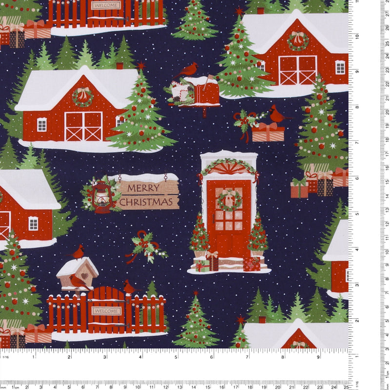 Coton imprimé - Tradition des Fêtes - 012 - Marine