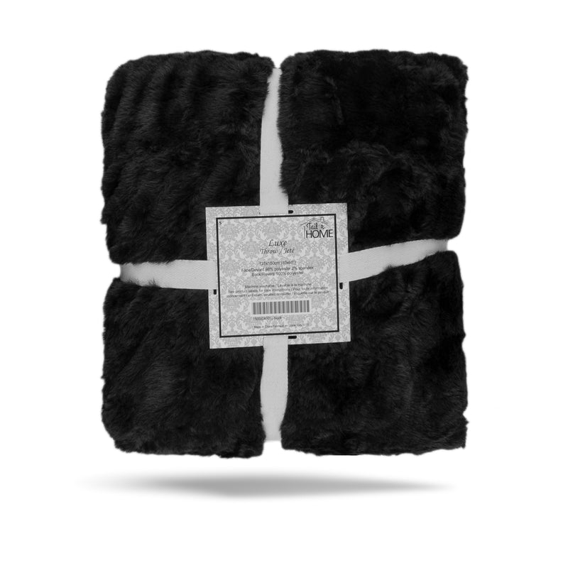 Decorative faux fur throw - Luxe - Black - 50 x 60''