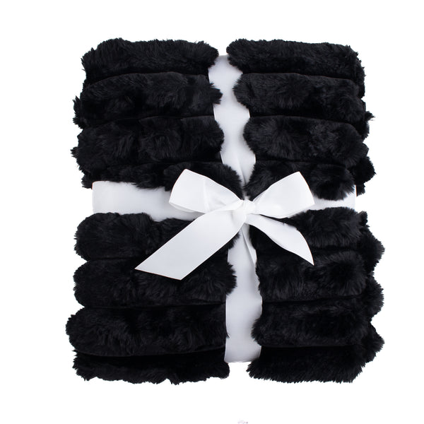 Elegance Decorative Ribbed fur throw - Black - 50 x 60''