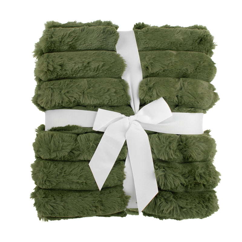 Elegance Decorative Ribbed fur throw - Green - 50 x 60''