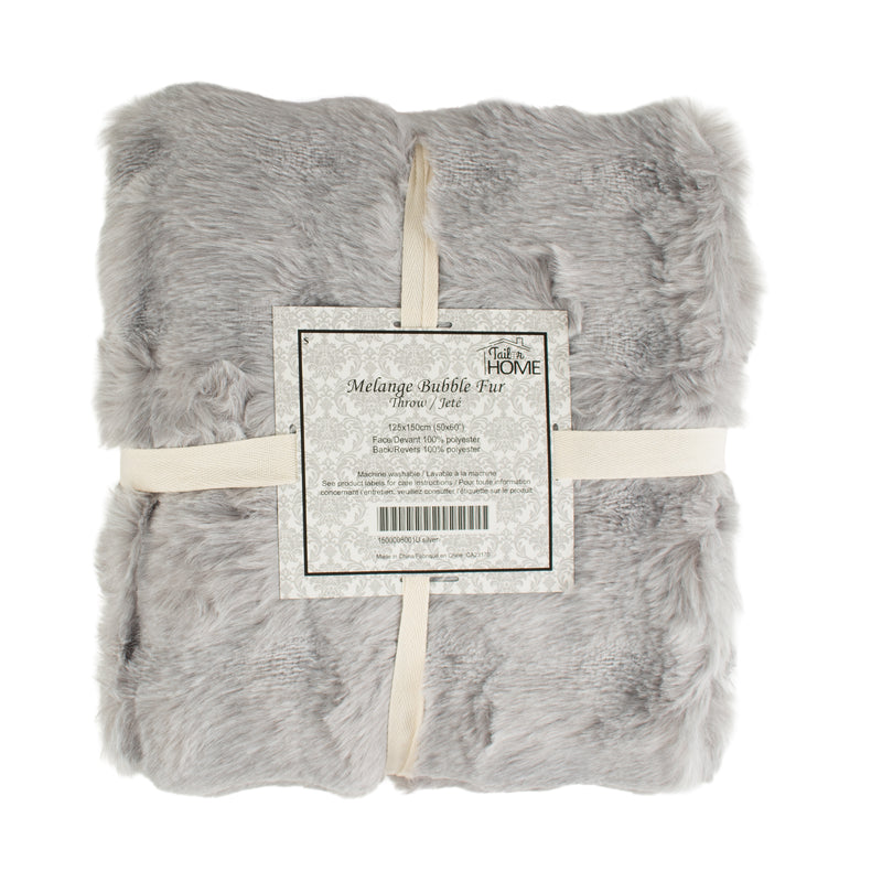 Decorative Bubble fur throw - Silver - 50 x 60''