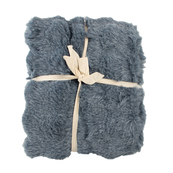 Decorative Bubble fur throw - Blue - 50 x 60''