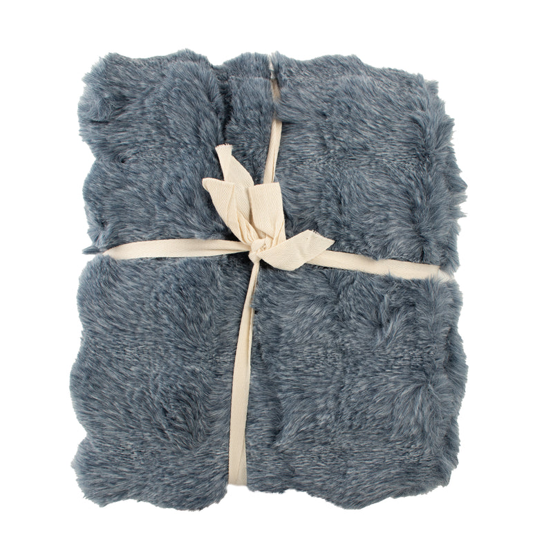Decorative Bubble fur throw - Blue - 50 x 60''