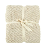 Decorative Chevron Embossed fur throw - Bone - 50 x 60''