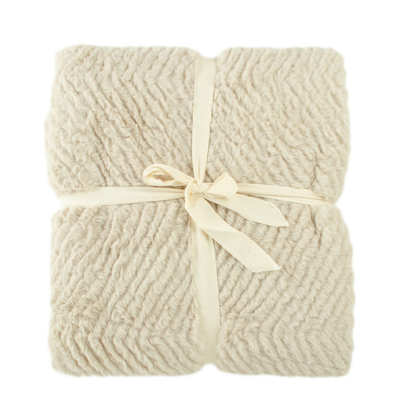 Decorative Chevron Embossed fur throw - Bone - 50 x 60''