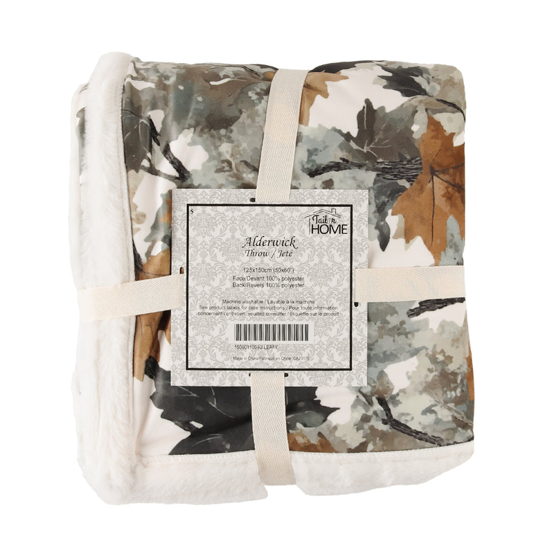 Decorative Velvet and fur throw - Leafy brown - 50 x 60''