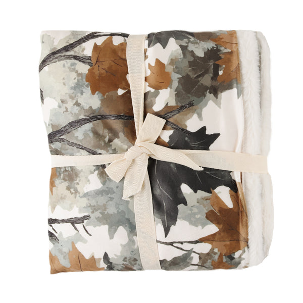 Decorative Velvet and fur throw - Leafy brown - 50 x 60''