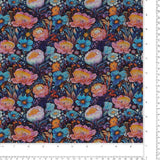 Coton imprimé - Charme floral - 008 - Marine