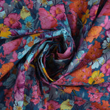 Coton imprimé - Charme floral - 011 - Sarcelle