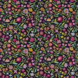Coton imprimé - Charme floral - 015 - Noir