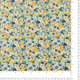 Printed Cotton - Lillibet Floral - 006 - Teal/Yellow
