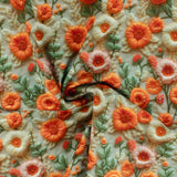 Coton imprimé - Floral II en 3D - 002 - Ivoire/Orange
