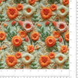 Coton imprimé - Floral II en 3D - 002 - Ivoire/Orange