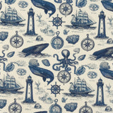 Printed Cotton - Ocean Voyage - 002 - Cream