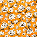 Coton imprimé - Halloween hantée - 002 - Orange