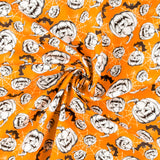 Coton imprimé - Halloween hantée - 002 - Orange
