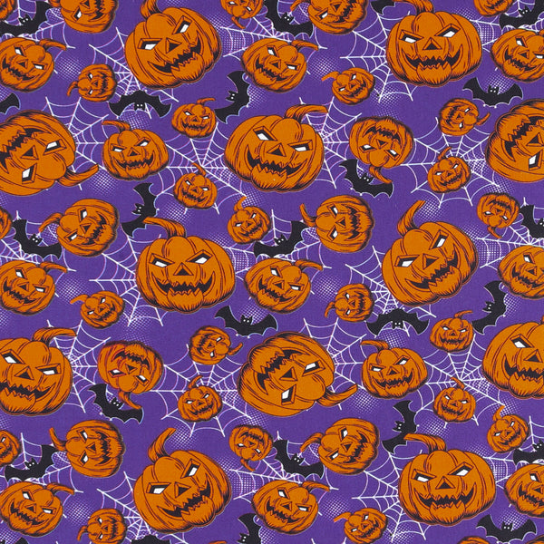 Coton imprimé - Halloween hantée - 003 - Mauve