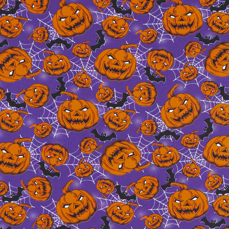 Coton imprimé - Halloween hantée - 003 - Mauve