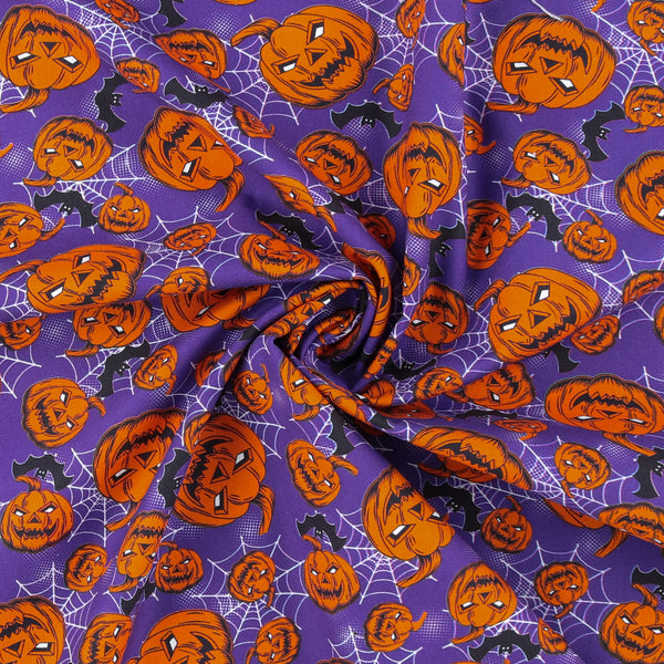 Coton imprimé - Halloween hantée - 003 - Mauve