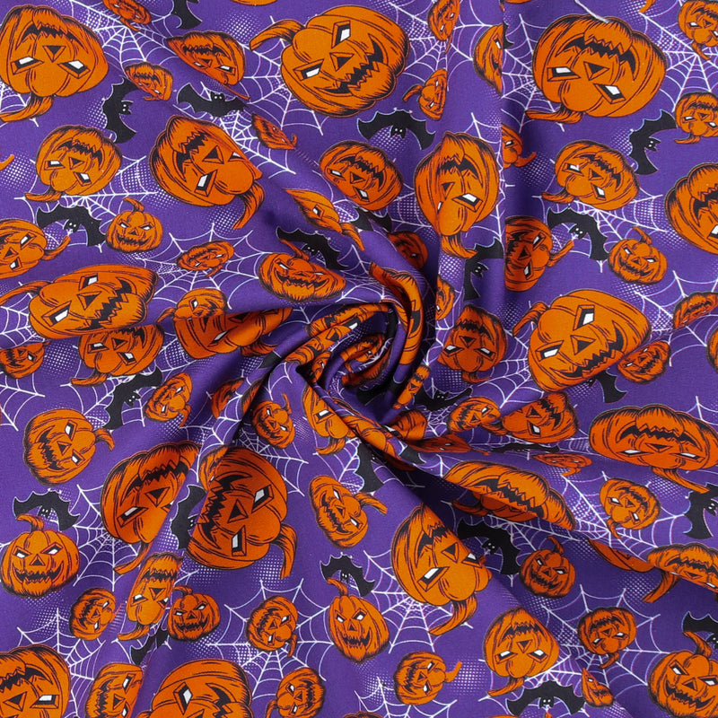 Coton imprimé - Halloween hantée - 003 - Mauve