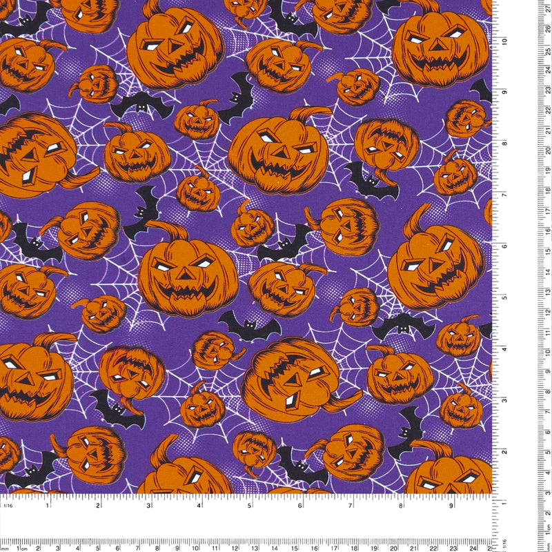 Coton imprimé - Halloween hantée - 003 - Mauve