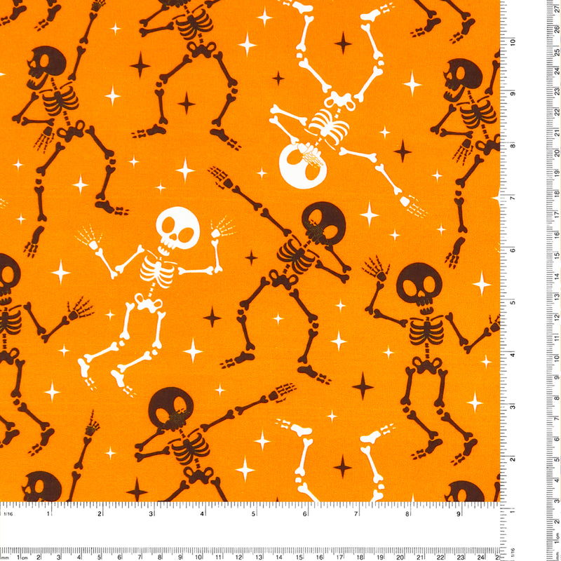 Coton imprimé - Halloween hantée - 004 - Orange