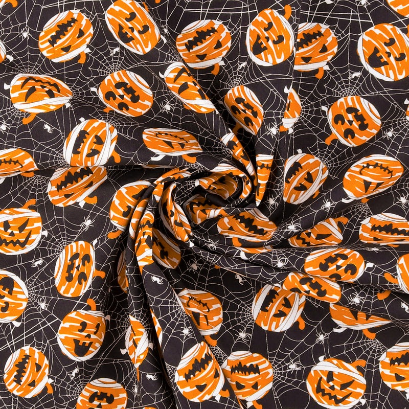 Coton imprimé - Halloween hantée - 005 - Noir