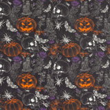 Coton imprimé - Halloween hantée - 007 - Noir