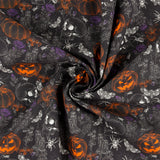 Coton imprimé - Halloween hantée - 007 - Noir