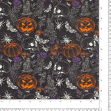 Coton imprimé - Halloween hantée - 007 - Noir