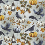 Coton imprimé - Halloween hantée - 010 - Gris