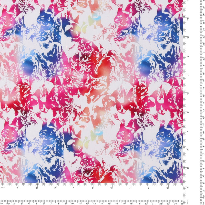 Coton Imprimé - Chiens et Chats - 006 - Rose