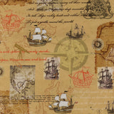 Printed Cotton - Sailing Away - 001 - Golden