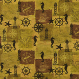 Printed Cotton - Sailing Away - 003 - Golden