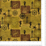 Printed Cotton - Sailing Away - 003 - Golden