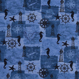 Printed Cotton - Sailing Away - 004 - Navy