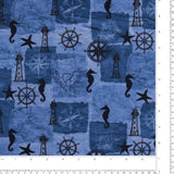 Printed Cotton - Sailing Away - 004 - Navy