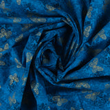 Coton imprimé - Papillon doré - 003 - Bleu
