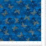 Coton imprimé - Papillon doré - 003 - Bleu