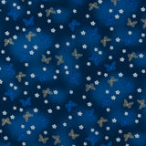 Coton imprimé - Papillon doré - 004 - Marine