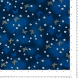 Coton imprimé - Papillon doré - 004 - Marine
